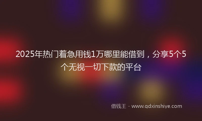 2025年热门着急用钱1万哪里能借到，分享5个5个无视一切下款的平台