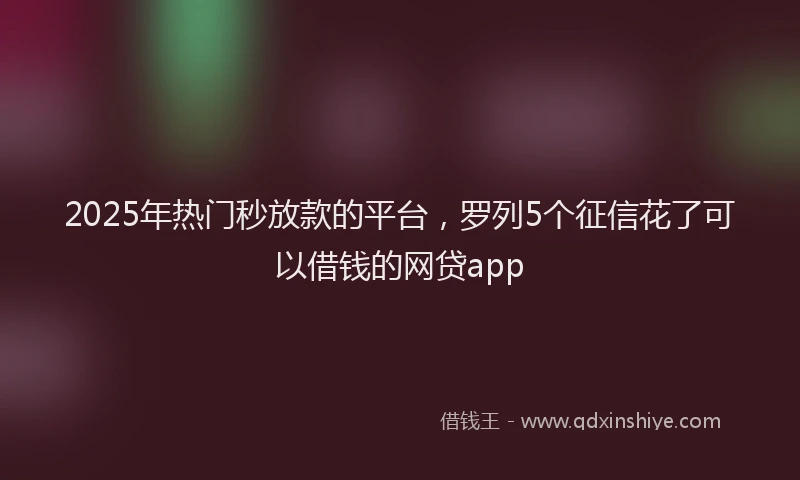 2025年热门秒放款的平台，罗列5个征信花了可以借钱的网贷app