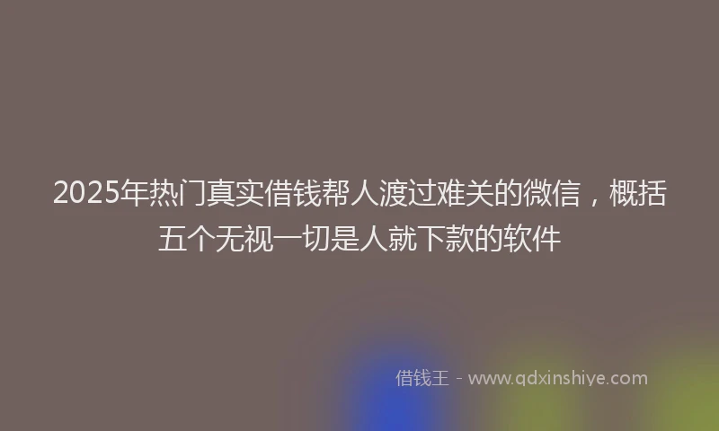 2025年热门真实借钱帮人渡过难关的微信，概括五个无视一切是人就下款的软件