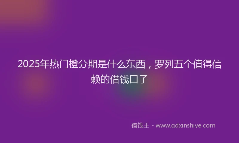 2025年热门橙分期是什么东西，罗列五个值得信赖的借钱口子