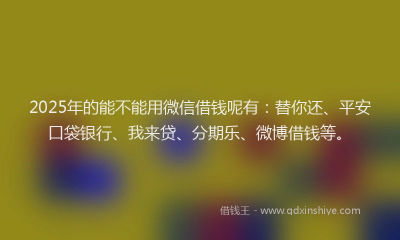 2025年的能不能用微信借钱呢有：替你还、平安口袋银行、我来贷、分期乐、微博借钱等。