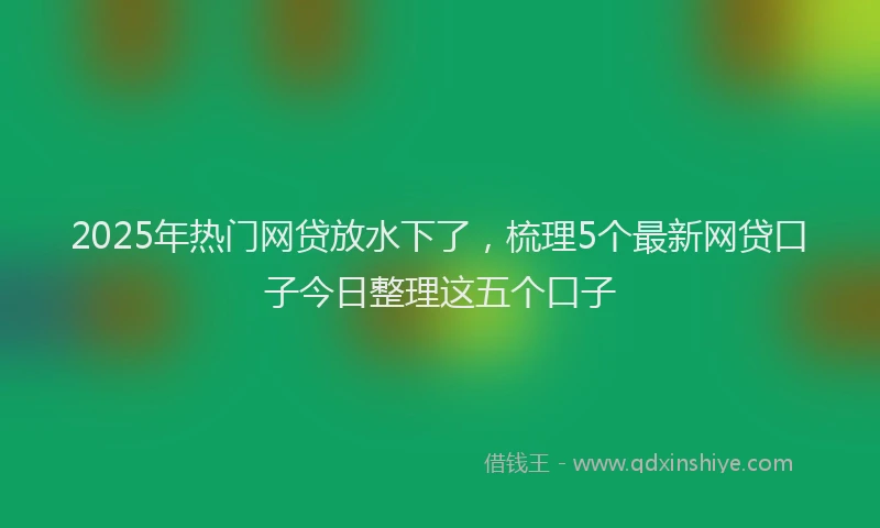 2025年热门网贷放水下了，梳理5个最新网贷口子今日整理这五个口子