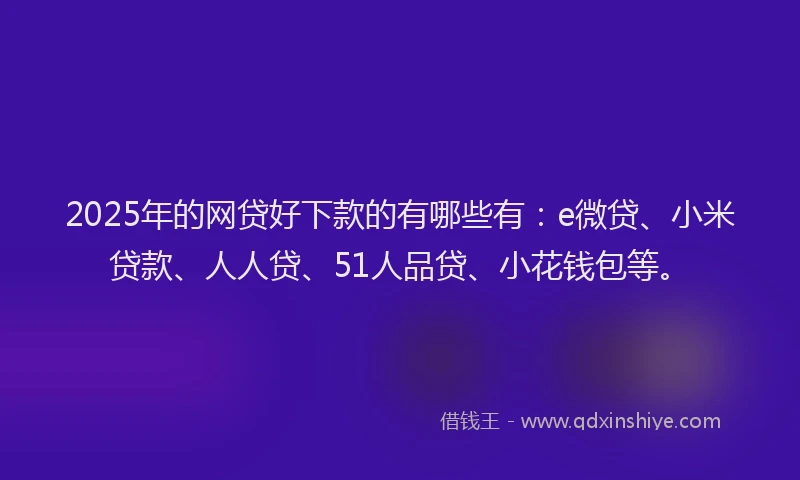 2025年的网贷好下款的有哪些有：e微贷、小米贷款、人人贷、51人品贷、小花钱包等。