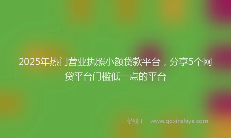 2025年热门营业执照小额贷款平台，分享5个网贷平台门槛低一点的平台