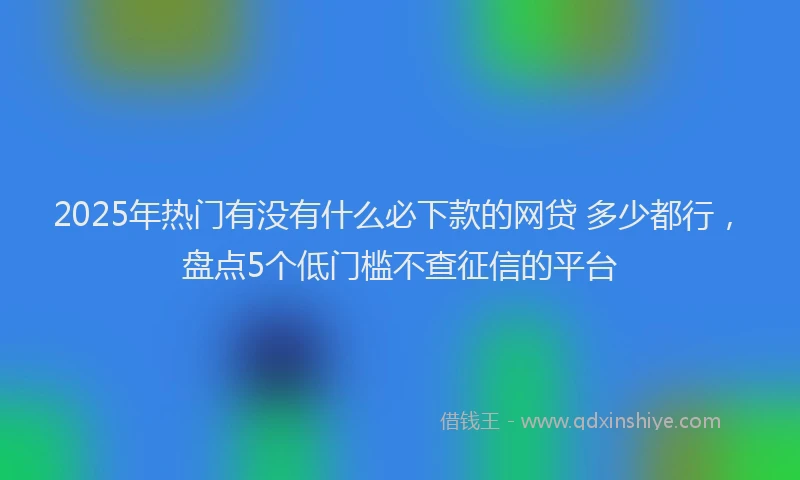 2025年热门有没有什么必下款的网贷 多少都行，盘点5个低门槛不查征信的平台