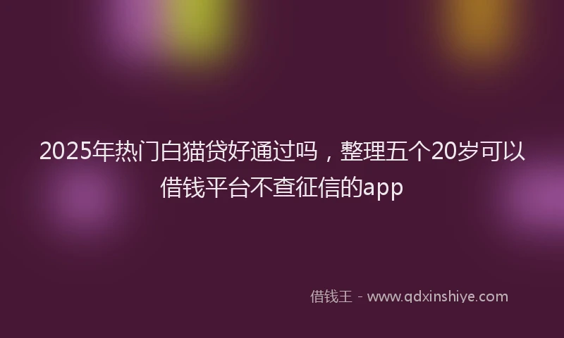 2025年热门白猫贷好通过吗，整理五个20岁可以借钱平台不查征信的app