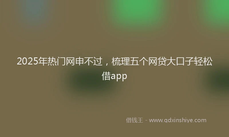 2025年热门网申不过，梳理五个网贷大口子轻松借app