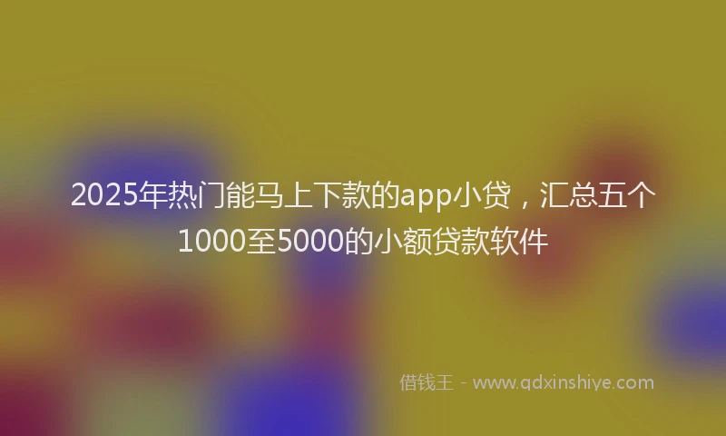 2025年热门能马上下款的app小贷，汇总五个1000至5000的小额贷款软件
