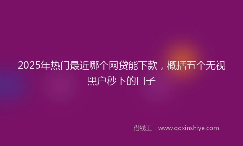 2025年热门最近哪个网贷能下款，概括五个无视黑户秒下的口子