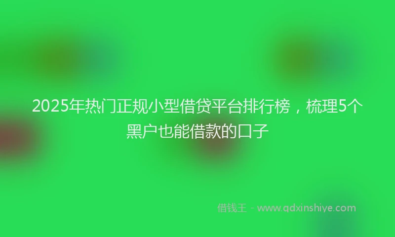 2025年热门正规小型借贷平台排行榜，梳理5个黑户也能借款的口子