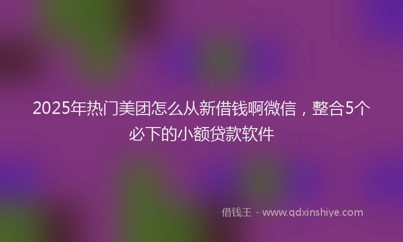 2025年热门美团怎么从新借钱啊微信，整合5个必下的小额贷款软件