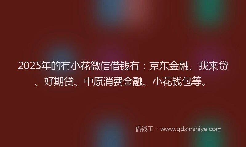 2025年的有小花微信借钱有：京东金融、我来贷、好期贷、中原消费金融、小花钱包等。