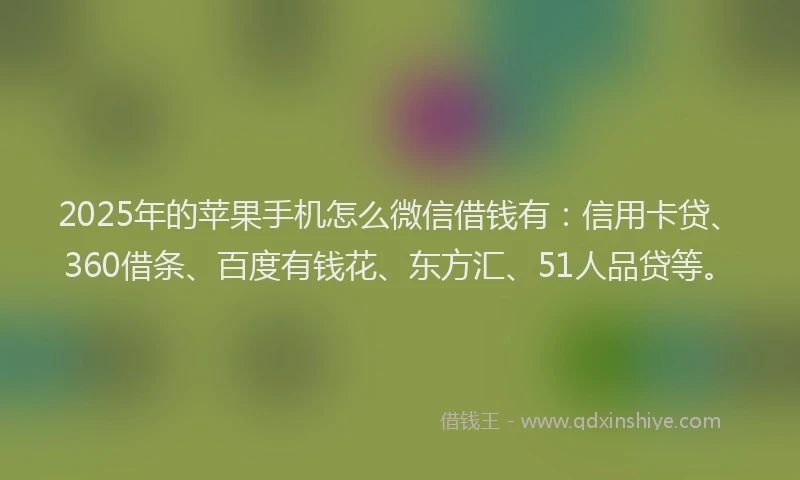 2025年的苹果手机怎么微信借钱有：信用卡贷、360借条、百度有钱花、东方汇、51人品贷等。