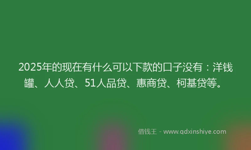 2025年的现在有什么可以下款的口子没有：洋钱罐、人人贷、51人品贷、惠商贷、柯基贷等。