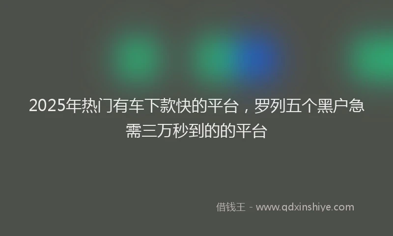 2025年热门有车下款快的平台，罗列五个黑户急需三万秒到的的平台