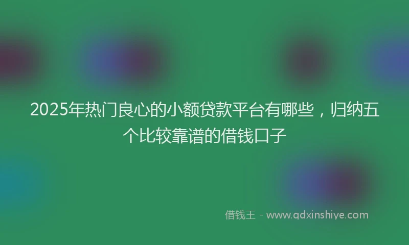 2025年热门良心的小额贷款平台有哪些，归纳五个比较靠谱的借钱口子