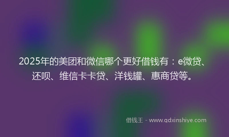 2025年的美团和微信哪个更好借钱有：e微贷、还呗、维信卡卡贷、洋钱罐、惠商贷等。
