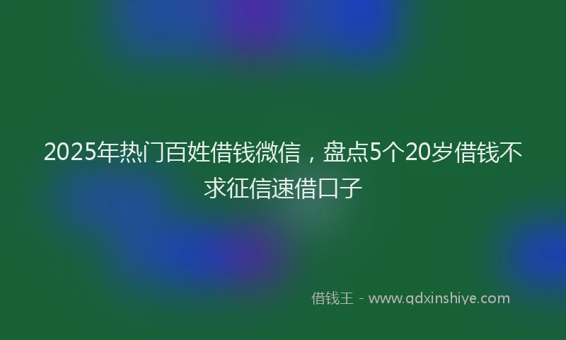 2025年热门百姓借钱微信，盘点5个20岁借钱不求征信速借口子