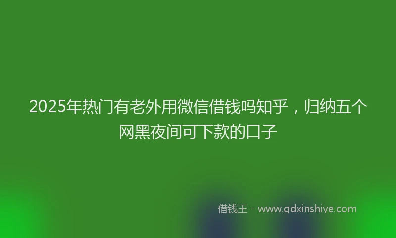 2025年热门有老外用微信借钱吗知乎，归纳五个网黑夜间可下款的口子
