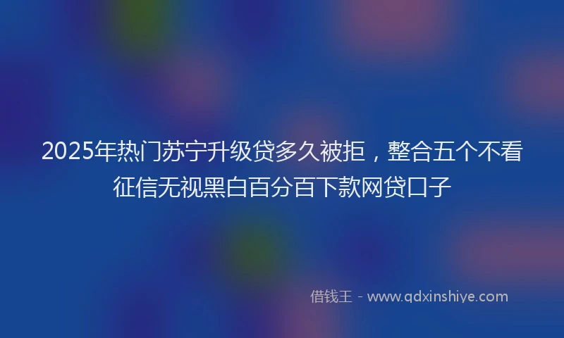 2025年热门苏宁升级贷多久被拒，整合五个不看征信无视黑白百分百下款网贷口子