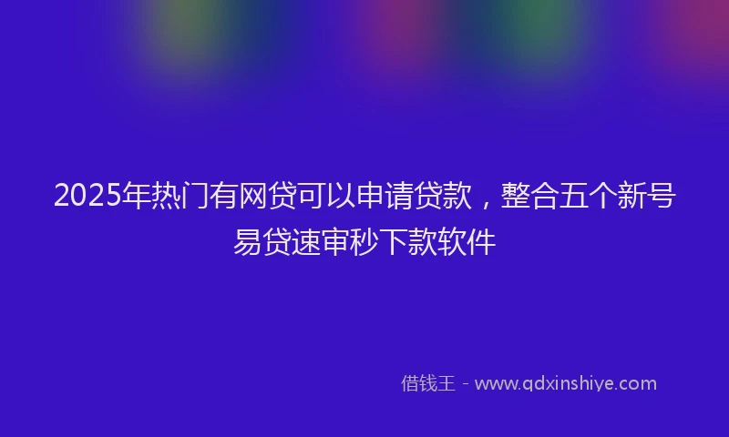 2025年热门有网贷可以申请贷款，整合五个新号易贷速审秒下款软件