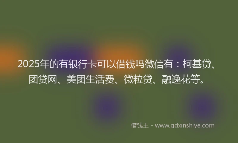 2025年的有银行卡可以借钱吗微信有：柯基贷、团贷网、美团生活费、微粒贷、融逸花等。
