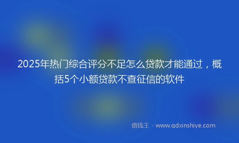 2025年热门综合评分不足怎么贷款才能通过，概括5个小额贷款不查征信的软件