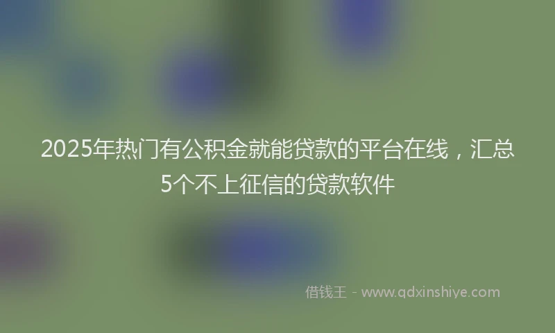 2025年热门有公积金就能贷款的平台在线，汇总5个不上征信的贷款软件