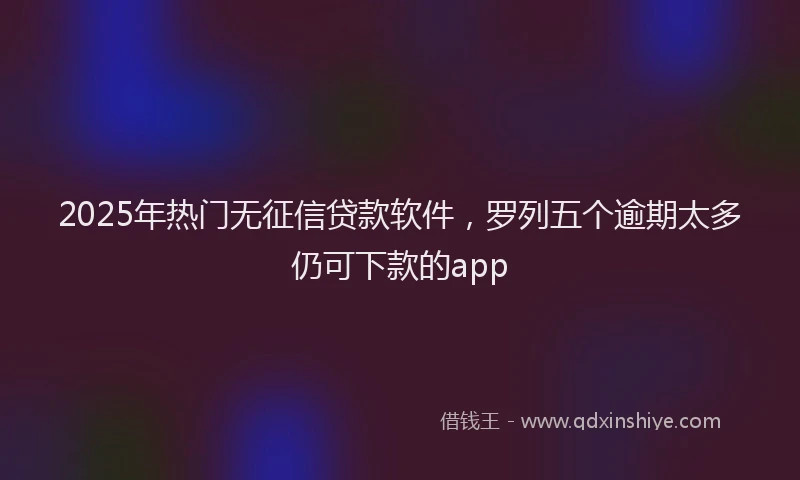 2025年热门无征信贷款软件，罗列五个逾期太多仍可下款的app