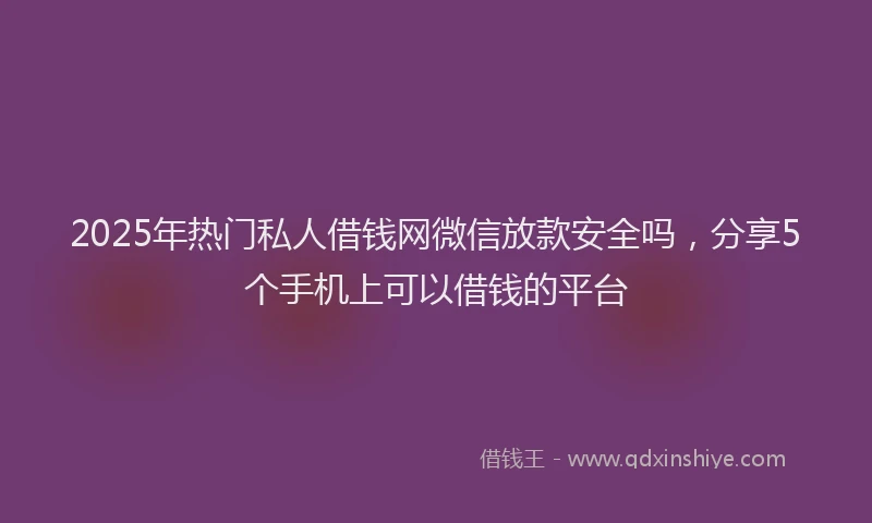 2025年热门私人借钱网微信放款安全吗，分享5个手机上可以借钱的平台