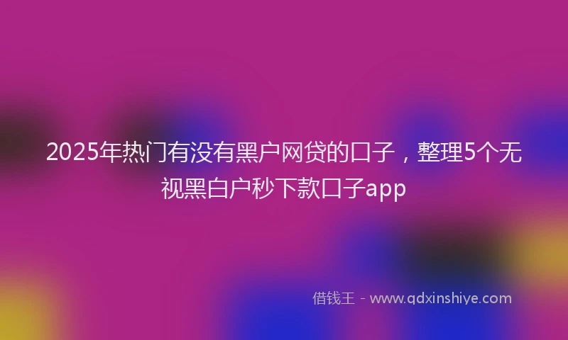 2025年热门有没有黑户网贷的口子，整理5个无视黑白户秒下款口子app