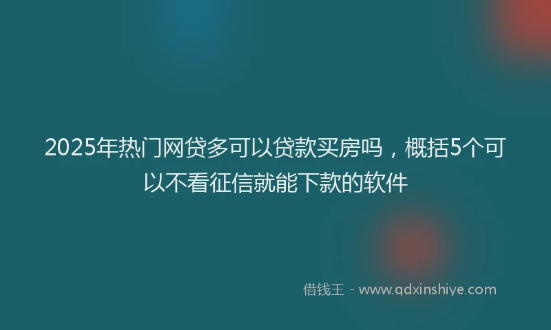 2025年热门网贷多可以贷款买房吗，概括5个可以不看征信就能下款的软件