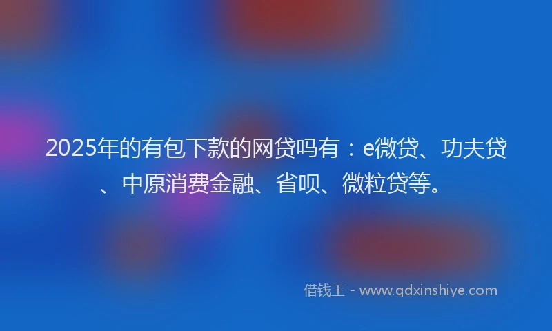 2025年的有包下款的网贷吗有：e微贷、功夫贷、中原消费金融、省呗、微粒贷等。