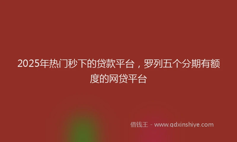 2025年热门秒下的贷款平台，罗列五个分期有额度的网贷平台