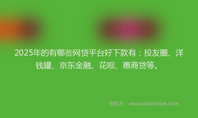 2025年的有哪些网贷平台好下款有：投友圈、洋钱罐、京东金融、花呗、惠商贷等。