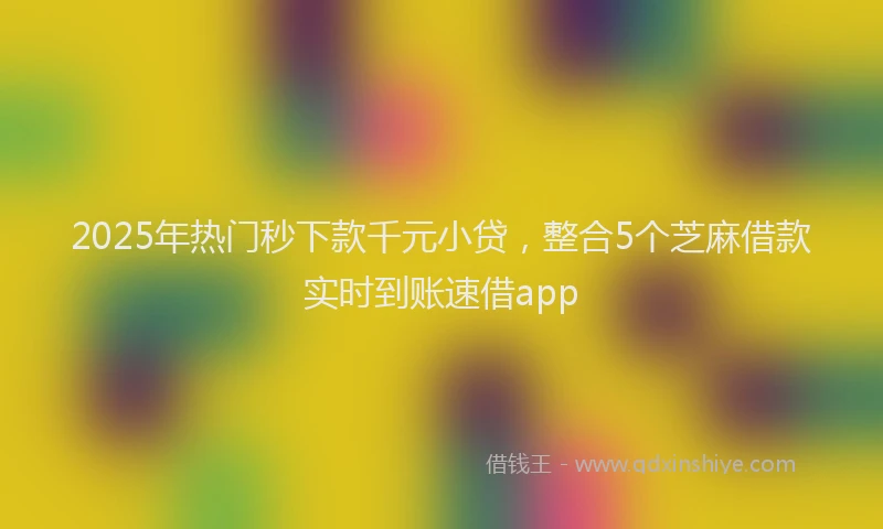 2025年热门秒下款千元小贷，整合5个芝麻借款实时到账速借app