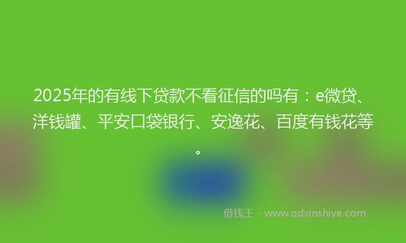 2025年的有线下贷款不看征信的吗有：e微贷、洋钱罐、平安口袋银行、安逸花、百度有钱花等。