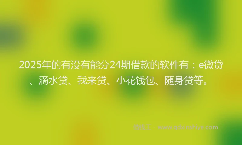 2025年的有没有能分24期借款的软件有：e微贷、滴水贷、我来贷、小花钱包、随身贷等。