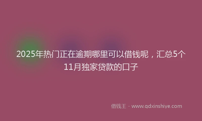 2025年热门正在逾期哪里可以借钱呢，汇总5个11月独家贷款的口子