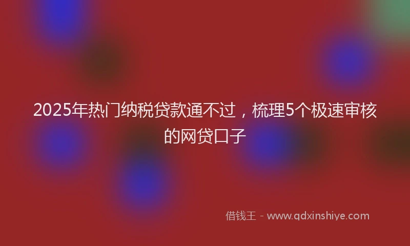 2025年热门纳税贷款通不过，梳理5个极速审核的网贷口子