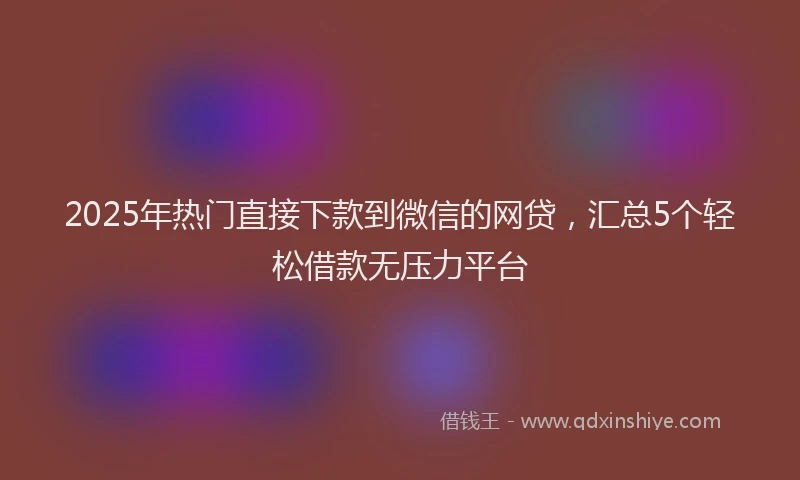 2025年热门直接下款到微信的网贷，汇总5个轻松借款无压力平台