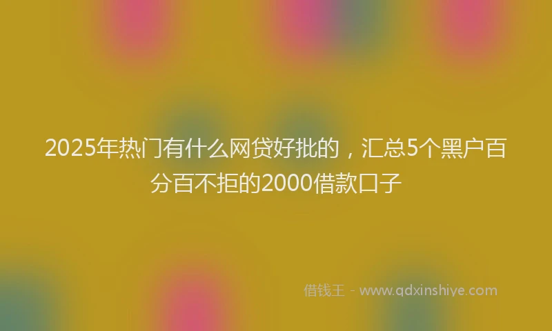 2025年热门有什么网贷好批的，汇总5个黑户百分百不拒的2000借款口子