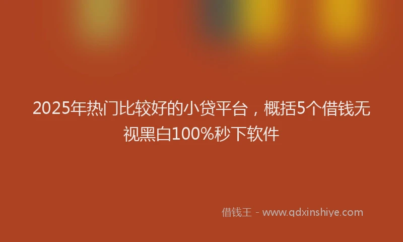 2025年热门比较好的小贷平台，概括5个借钱无视黑白100%秒下软件