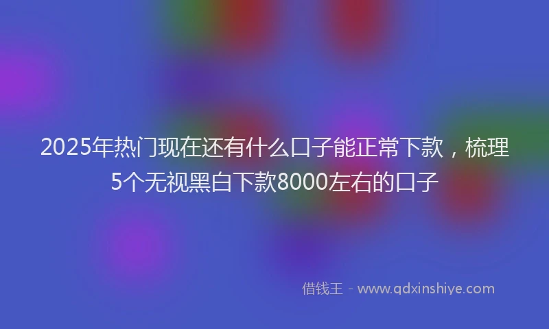2025年热门现在还有什么口子能正常下款，梳理5个无视黑白下款8000左右的口子