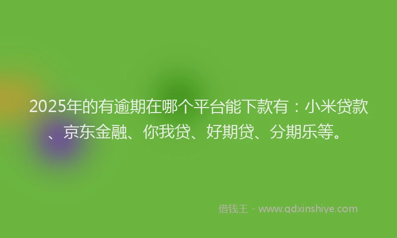 2025年的有逾期在哪个平台能下款有：小米贷款、京东金融、你我贷、好期贷、分期乐等。