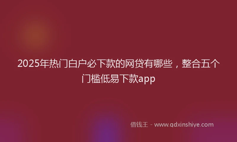2025年热门白户必下款的网贷有哪些，整合五个门槛低易下款app
