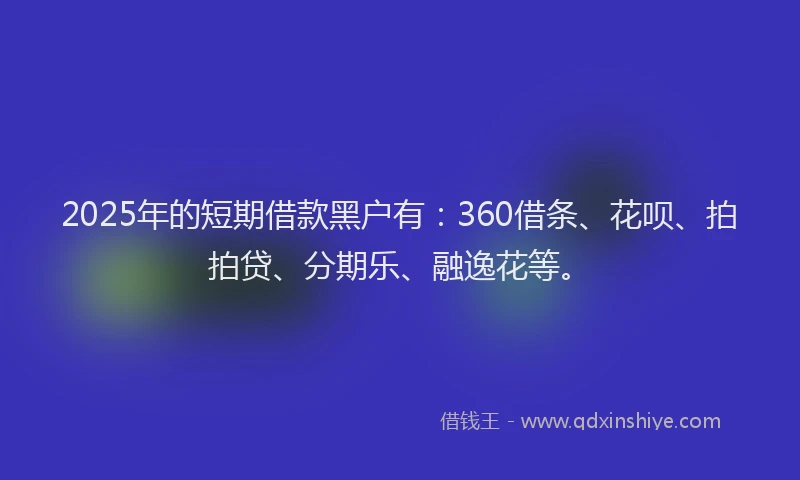 2025年的短期借款黑户有：360借条、花呗、拍拍贷、分期乐、融逸花等。