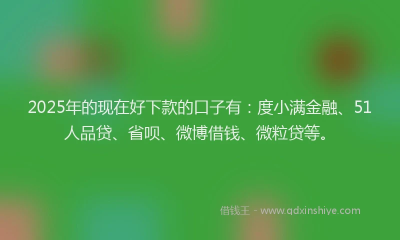 2025年的现在好下款的口子有：度小满金融、51人品贷、省呗、微博借钱、微粒贷等。