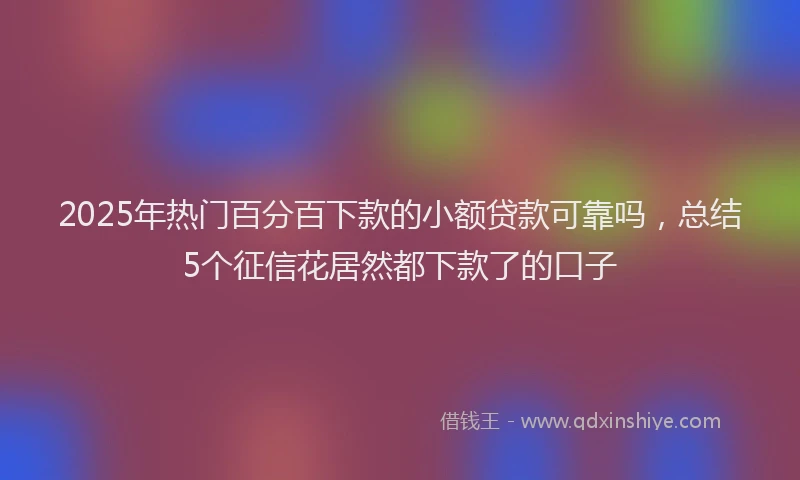 2025年热门百分百下款的小额贷款可靠吗，总结5个征信花居然都下款了的口子