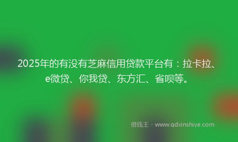 2025年的有没有芝麻信用贷款平台有：拉卡拉、e微贷、你我贷、东方汇、省呗等。